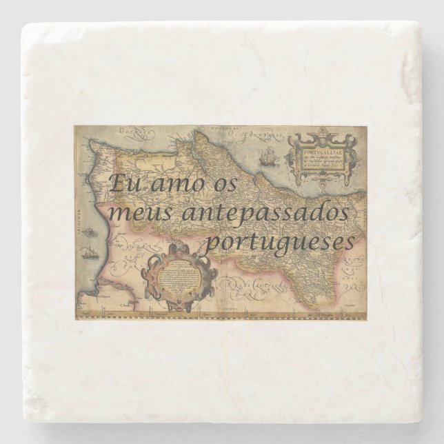 Posavasos De Piedra Amo A Mis Ancestros Portugueses | Astilleros Perso (Anverso)