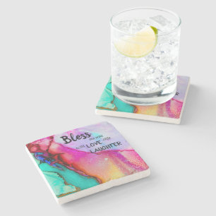 Posavasos De Piedra Amo colorido y espuma de risas