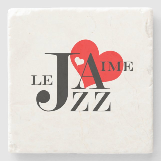 Posavasos De Piedra Amo el jazz - amante francés del jazz (Anverso)