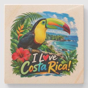 Posavasos De Piedra Amo el Tucán de Garganta Amarilla de Costa Rica