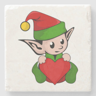 POSAVASOS DE PIEDRA "AMO LA NAVIDAD" DUENDE