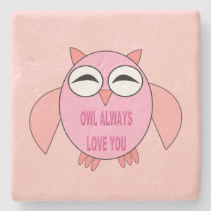 Posavasos De Piedra Amo lindo mensaje Owl Stone Coaster