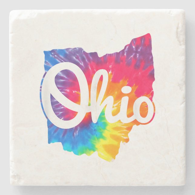 Posavasos De Piedra Amo Mi Hogar Ohio Script Tie Dye Ohio (Anverso)