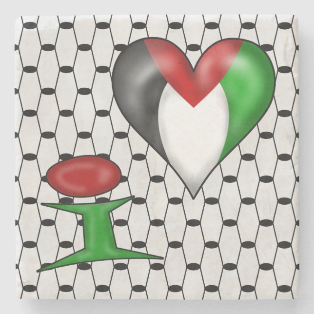 Posavasos De Piedra Amo Palestina, corazón Palestina (Anverso)