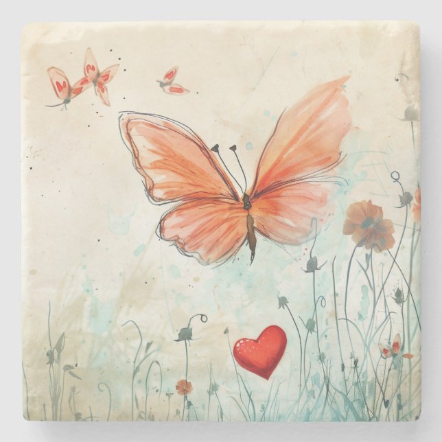 Posavasos De Piedra Amor a la mariposa (Anverso)