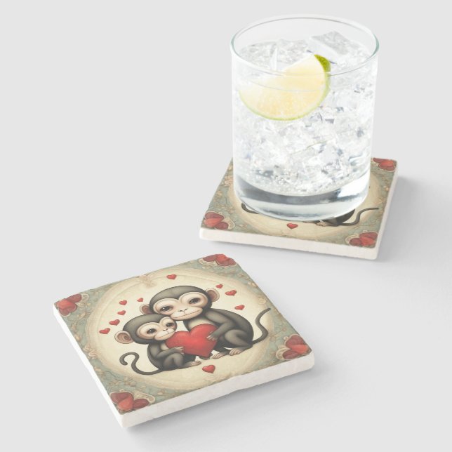 Posavasos De Piedra Amor a los monos (Lateral)