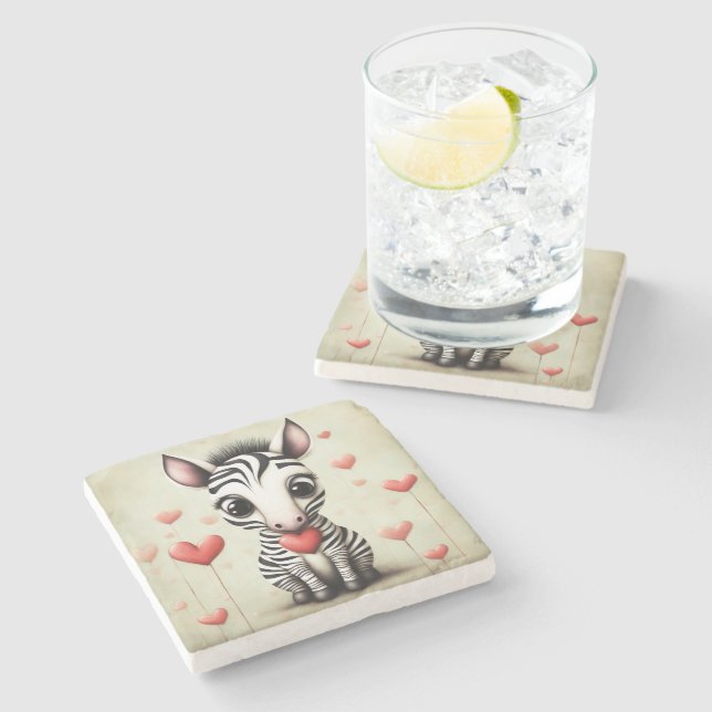 Posavasos De Piedra Amor cebra 1 (Lateral)
