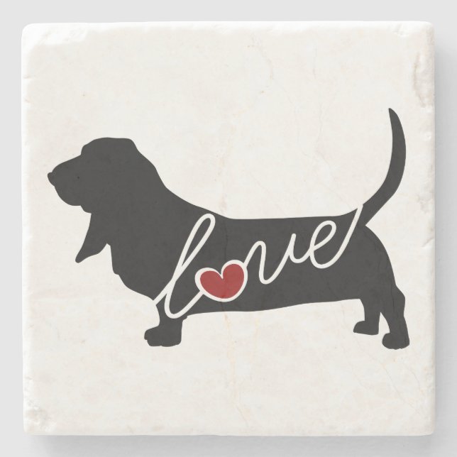 Posavasos De Piedra Amor de Basset Hound (Anverso)