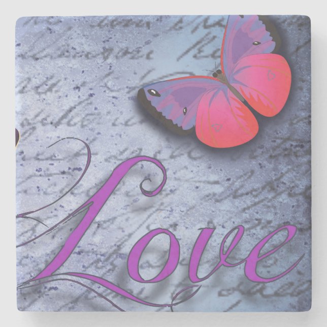 Posavasos De Piedra Amor de la mariposa (Anverso)