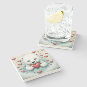 Posavasos De Piedra Amor del oso polar 1