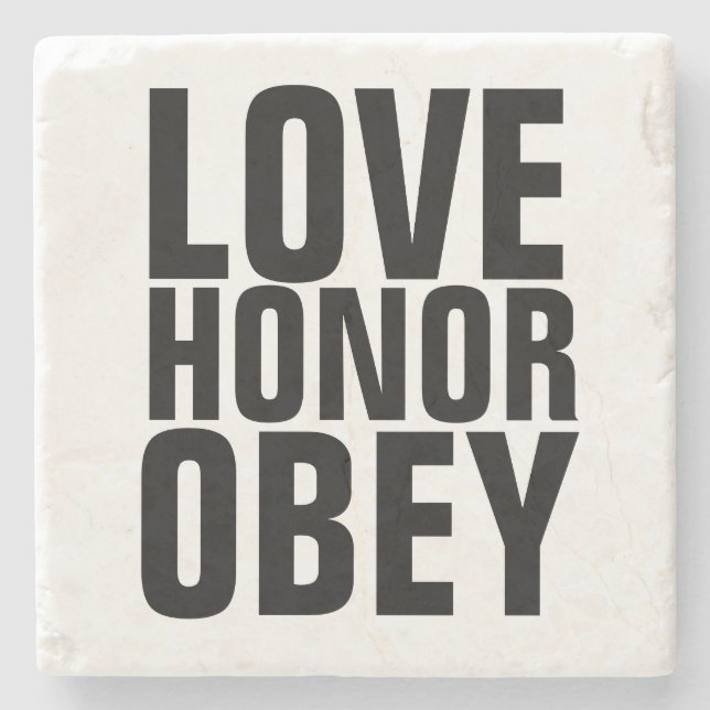 POSAVASOS DE PIEDRA AMOR HONOR OBEY BODA GIFT STONE COASTERS (Anverso)