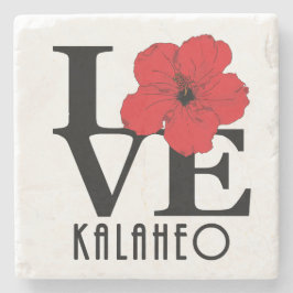 Posavasos De Piedra AMOR Kalaheo Hibisco Rojo