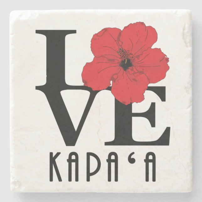 Posavasos De Piedra AMOR Kapa`a Red Hibiscus (Anverso)