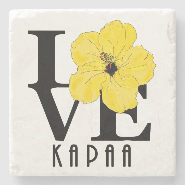 Posavasos De Piedra AMOR Kapaa Amarillo Hibiscus (Anverso)