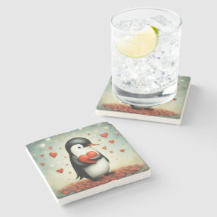 Posavasos De Piedra Amor pingüino 1