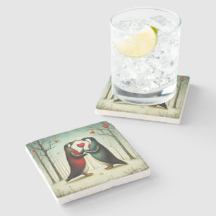Posavasos De Piedra Amor pingüino 2