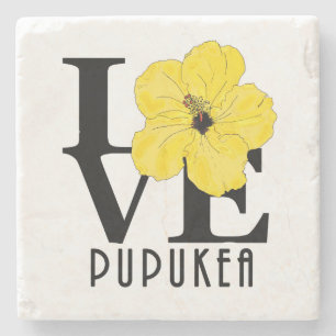Posavasos De Piedra AMOR Pupukea Amarillo Hibiscus