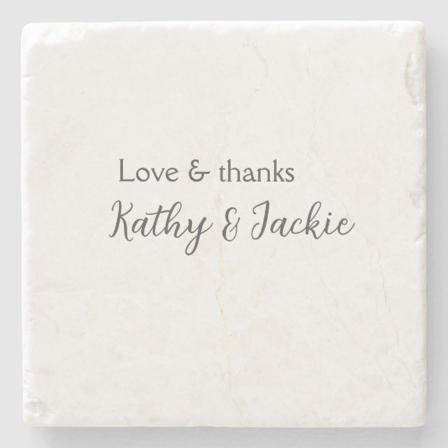 Posavasos De Piedra Amor y agradecimiento pareja nombre boda simple mí (Anverso)