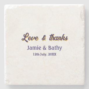 Posavasos De Piedra Amor y gracias nombre de la pareja fecha naranja m