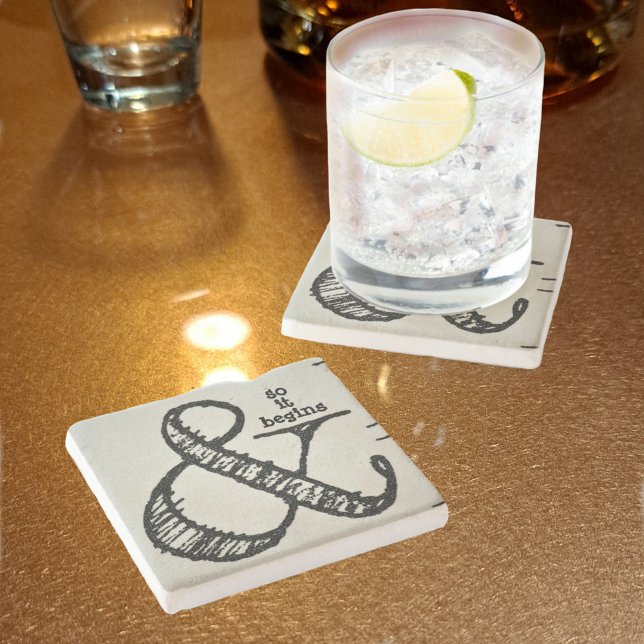 Posavasos De Piedra Ampersand Symbol Y Así Comienza Natural (Subido por el creador)