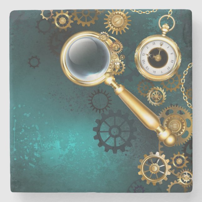 Posavasos De Piedra Ampliador en estilo Steampunk (Anverso)