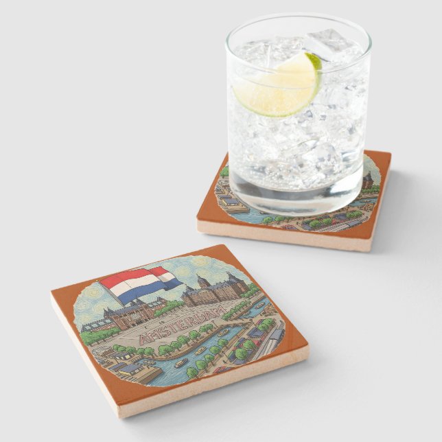 Posavasos De Piedra Amsterdam Coaster (Lateral)