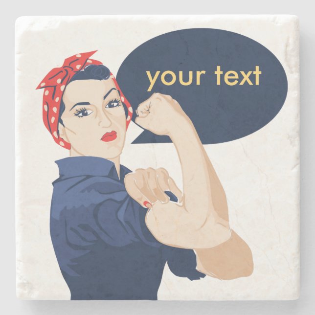 Posavasos De Piedra Añade tu propio texto a rosie riveter (Anverso)