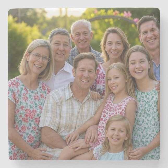 Posavasos De Piedra Añadir Personalizar de fotografía de Reunión Famil (Anverso)