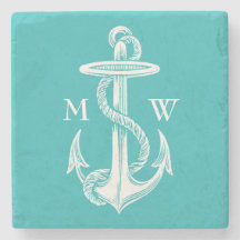 Anchor blanco vintage fondo turquesa