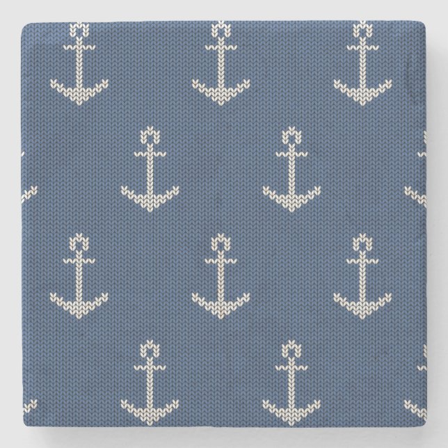 Posavasos De Piedra Ancla de mar de punto (Anverso)