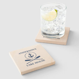 Posavasos De Piedra Ancla Náutica Rope Oars Lake House Sandstone