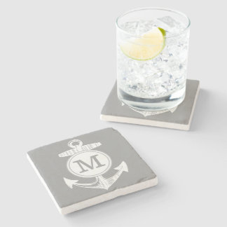 Posavasos De Piedra Anclaje gris náutico