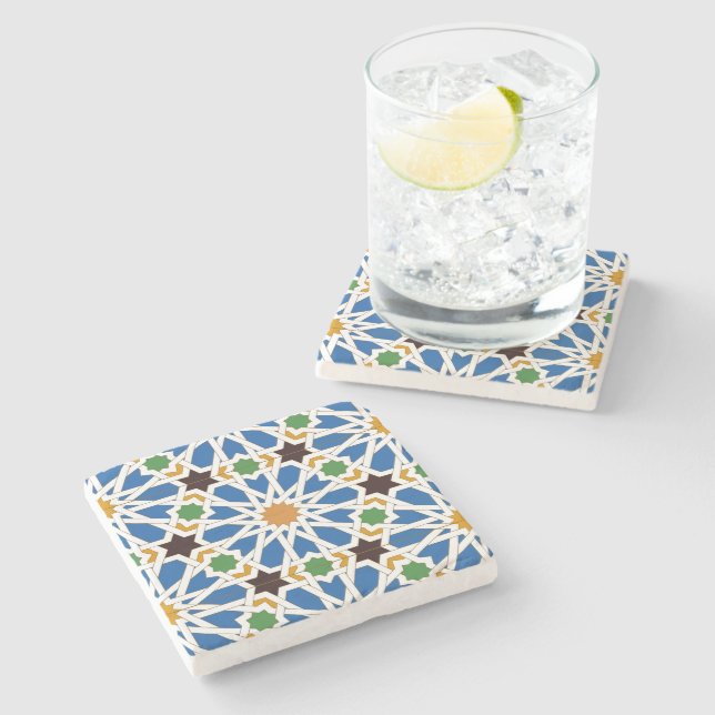 Posavasos De Piedra Andalusian Tiles 10 (Real Alcazar, Seville) (Lateral)