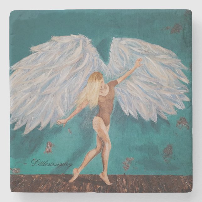 Posavasos De Piedra Angel Coaster de Littlesissmiley (Anverso)