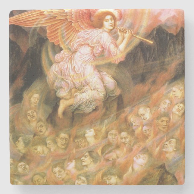 Posavasos De Piedra Angel Piping a las almas en el infierno (Anverso)