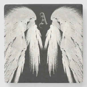 Posavasos De Piedra ANGEL WINGS Personalizado Negro Monograma