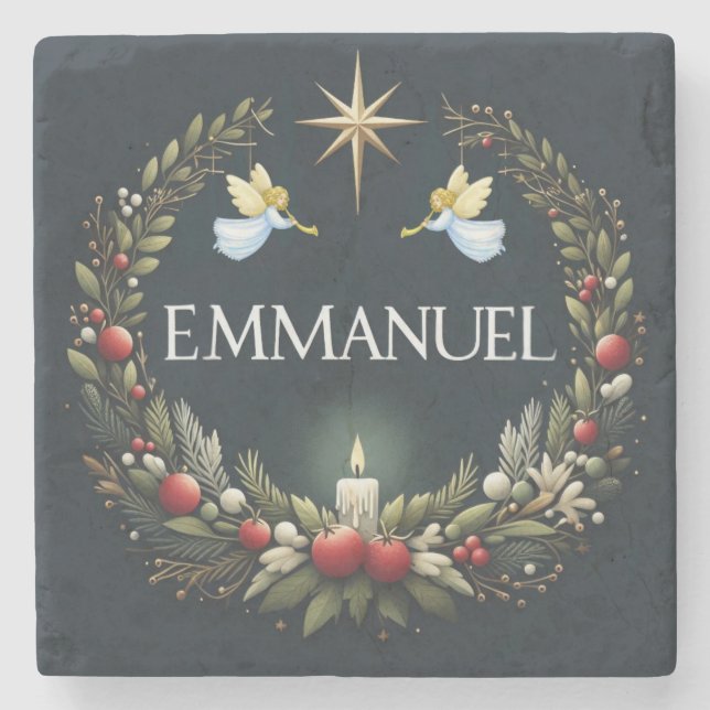 Posavasos De Piedra Ángeles Navidades de Emmanuel (Anverso)