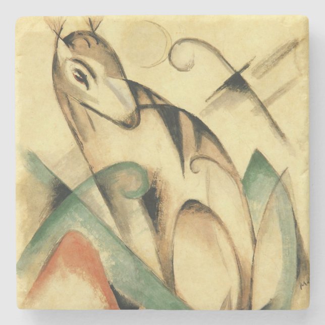 Posavasos De Piedra Animal mítico sentado (por Franz Marc) (Anverso)