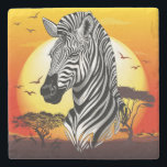 Posavasos De Piedra Animal silvestre de la sabana africana cebra<br><div class="desc">La cebra de las llanuras ocurre en seis razas regionales, cada una con su propio patrón de rayas. Todas son distintas de las otras dos especies de cebra: la cebra de la Gran Grecia (Equus grevyi) del norte de Kenia y la cebra de montaña más pequeña (Equus equus) del suroeste...</div>