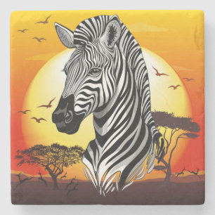 Posavasos De Piedra Animal silvestre de la sabana africana cebra