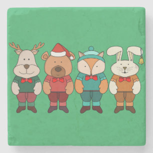 Posavasos De Piedra Animales adorables listos para el invierno