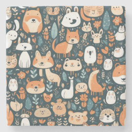 Posavasos De Piedra Animales bonitos diseño de decoración verde