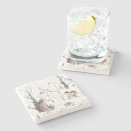 Posavasos De Piedra Animales del bosque acuarela