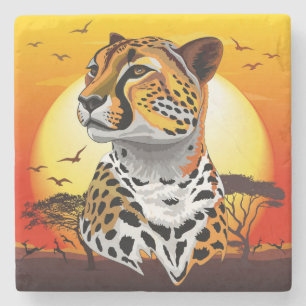 Posavasos De Piedra Animales salvajes de la costa africana Cheetah