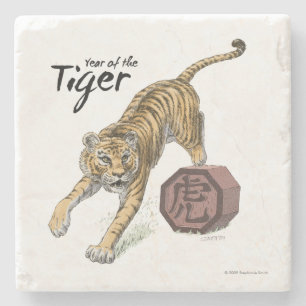 Posavasos De Piedra Año del animal zoológico chino tigre