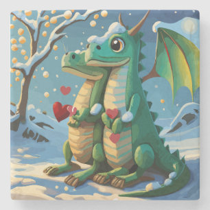 Posavasos De Piedra Año Nuevo Chino De La Pareja Dragón