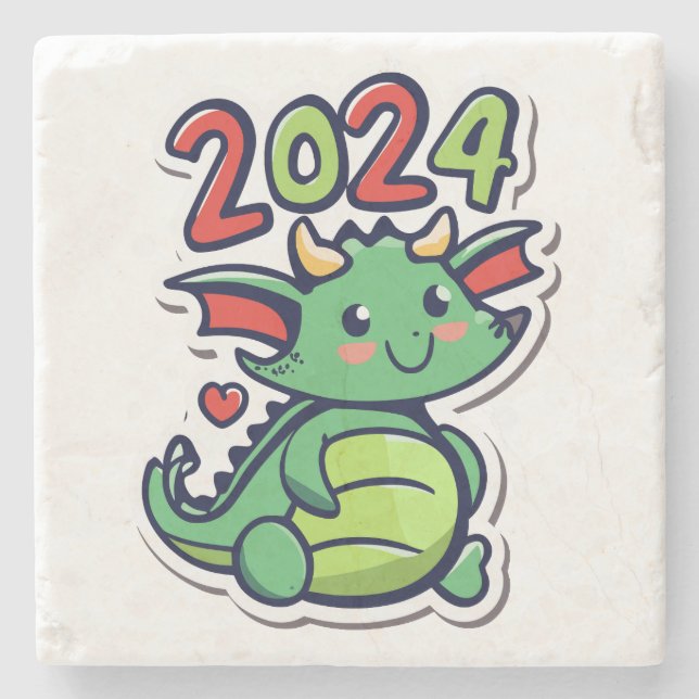 Posavasos De Piedra Año Nuevo Chino Del Dragón (Anverso)