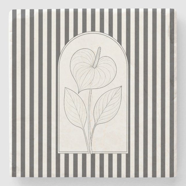 Posavasos De Piedra Anthurium Elegant Flor Botánica (Anverso)