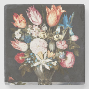 Posavasos De Piedra Antiguas Tulipas y Rosas Holandesas de Bosschaert