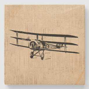 Posavasos De Piedra Antiguo Ilustracion de avión viejo de avioneta